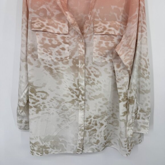 Calvin Klein Womens Long Sleeve Blouse Size 1X plus Peach Beige Ombre - Picture 6 of 12
